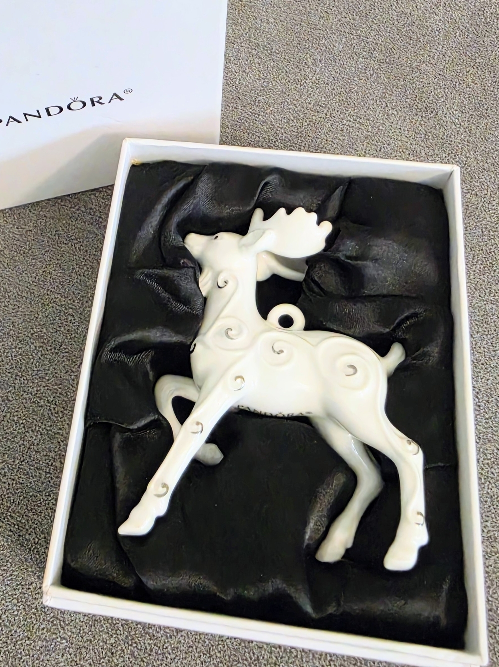 Pandora Reindeer Christmas Tree Ornament Embellished White Porcelain Limited Edi